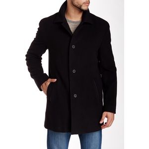 Cole Haan Black Italian Wool Blend Overcoat